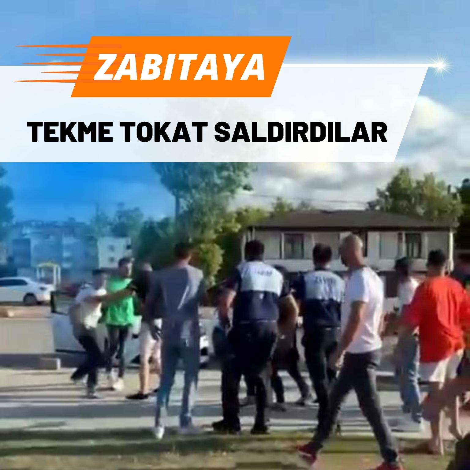 Zabıtaya tekme tokat saldırdılar