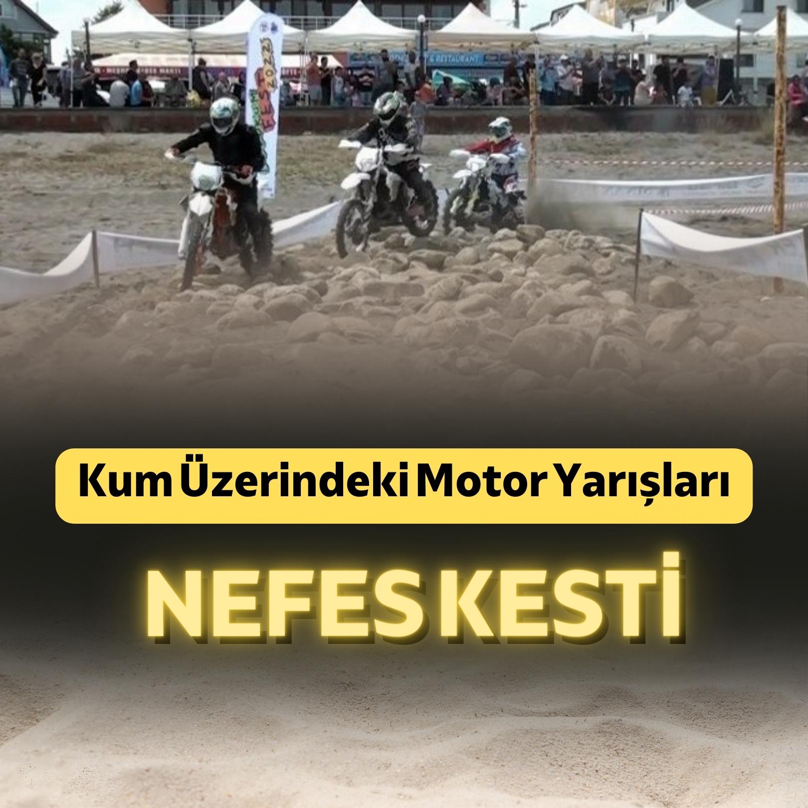 Kum üzerindeki motor yarışları nefes kesti