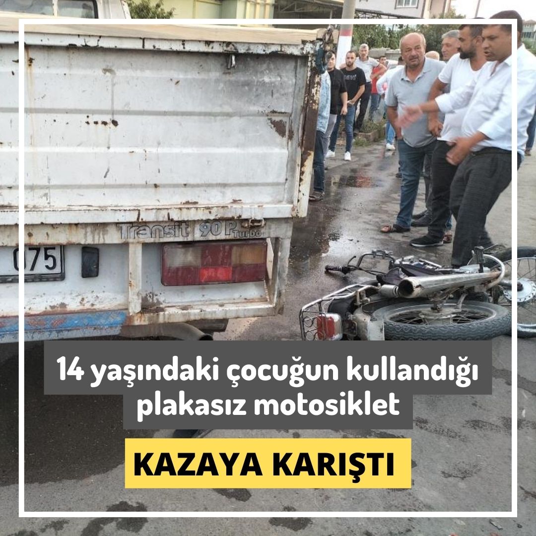 14 yaşındaki çocuğun kullandığı plakasız motosiklet kazaya karıştı: 2 yaralı