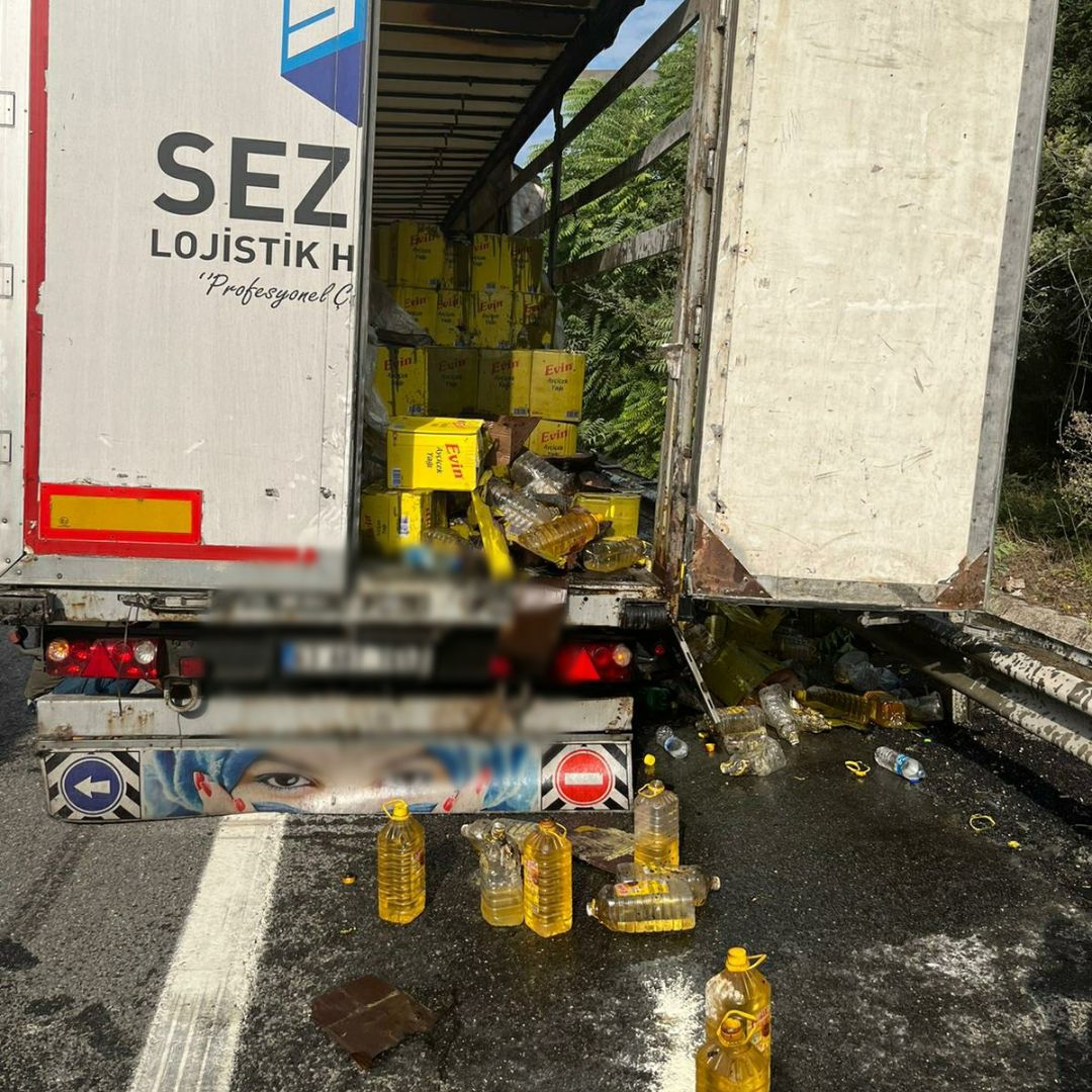 Hendek'te Ayçiçek Yağı Yüklü Tırın Dorsesinde Yangın Çıktı