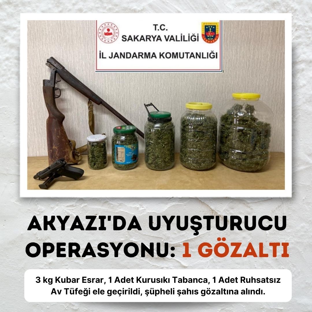 Akyazı'da uyuşturucu operasyonu: 1 gözaltı