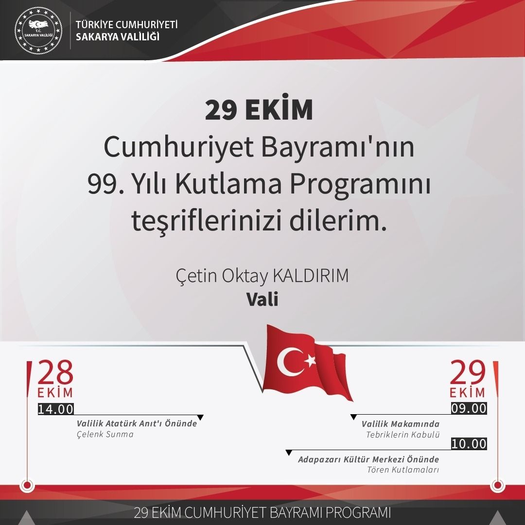 29 Ekim Cumhuriyet Bayramı Programı