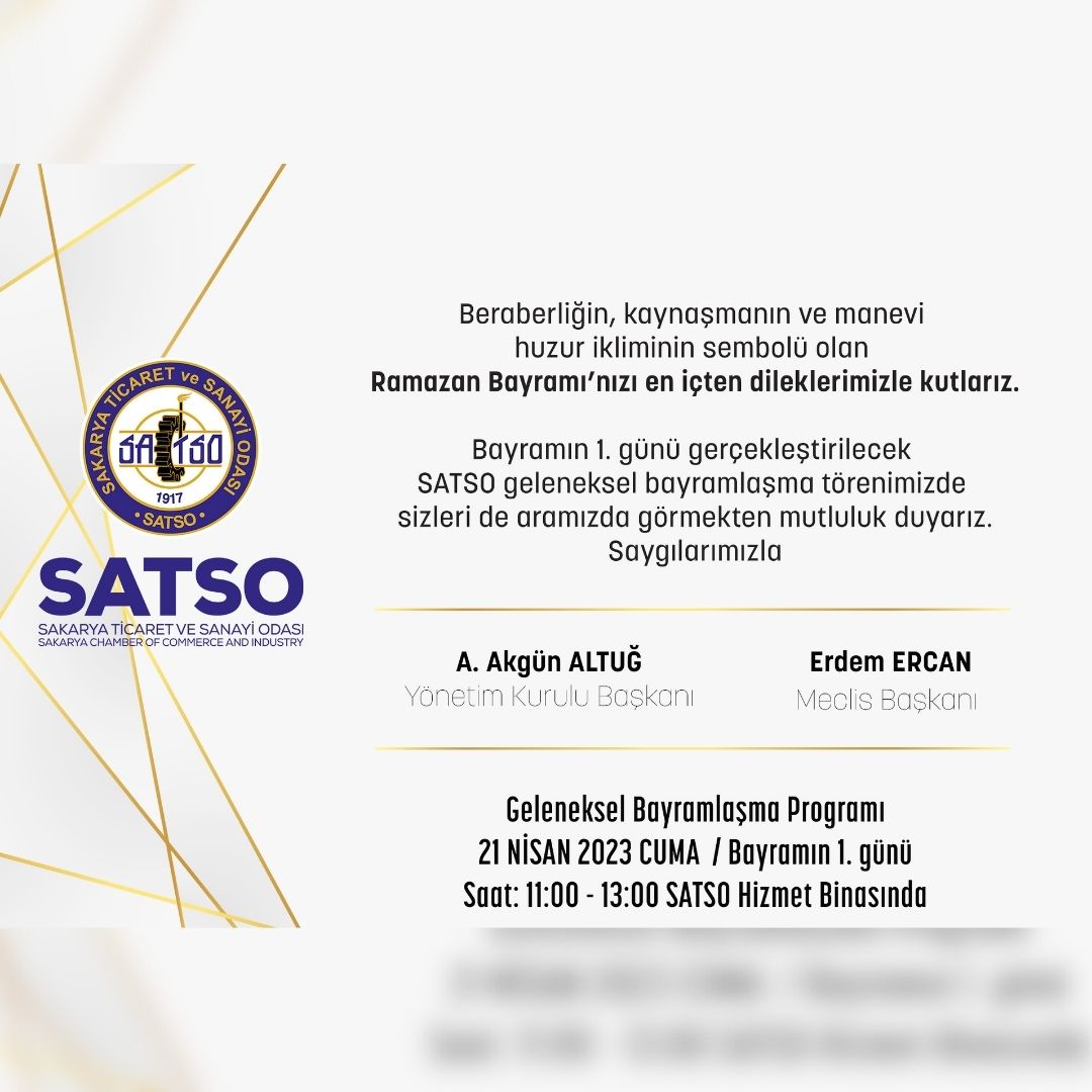 SATSO Geleneksel Bayramlaşma Töreni Bayramın İlk Günü Gerçekleşecek