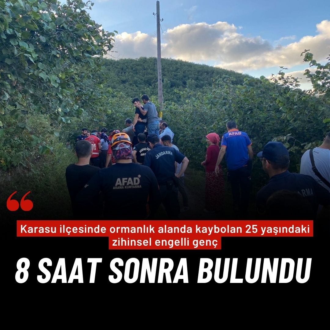 Ormanda kaybolan zihinsel engelli genç 8 saat sonra bulundu