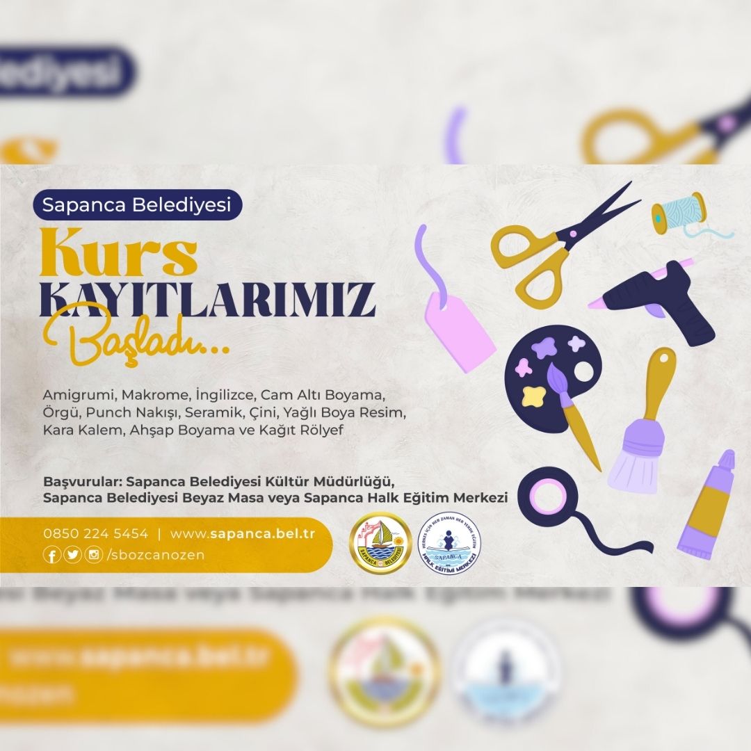 Sapanca Belediyesi Kültür - Sanat Kurslarına Kayıtlar Başladı