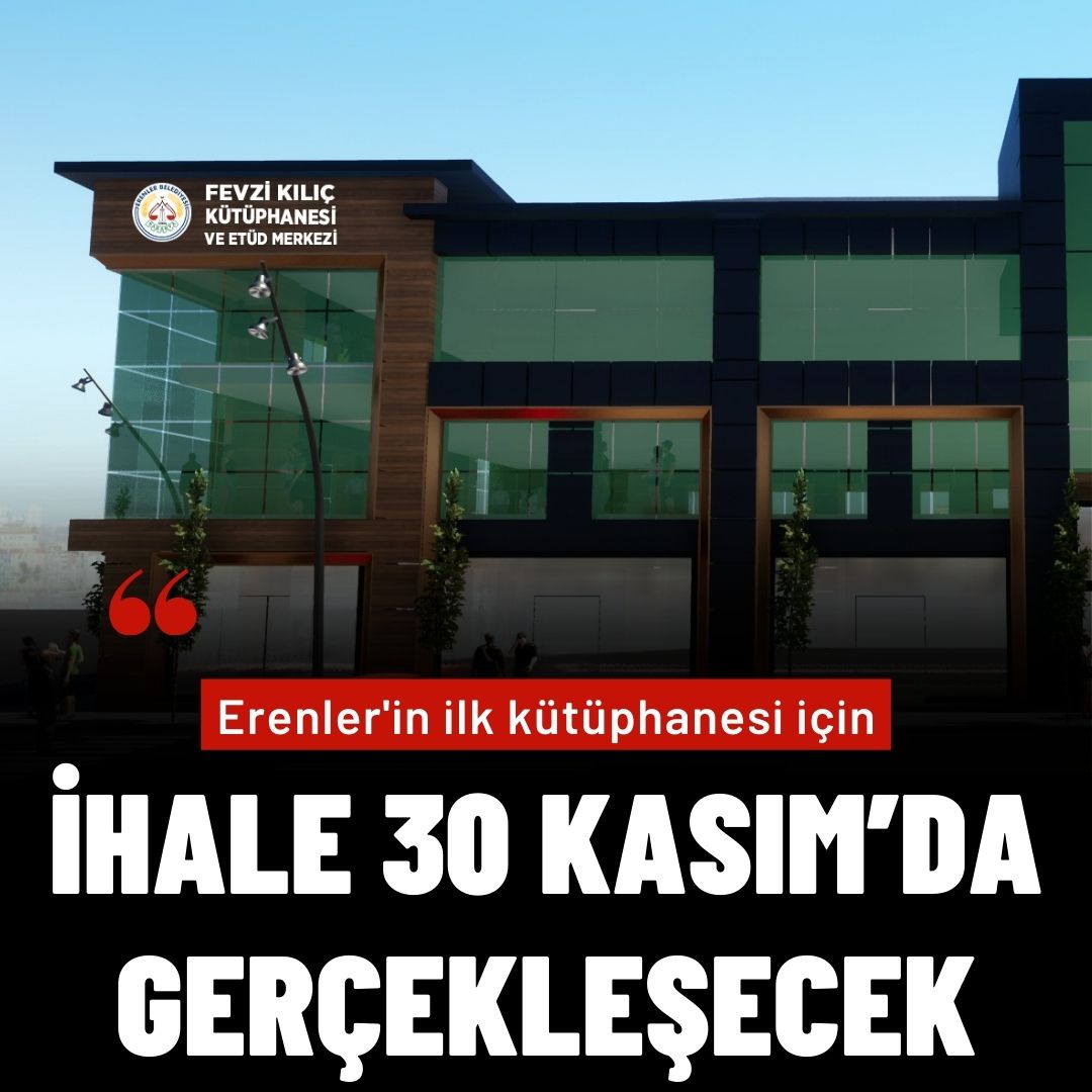 Erenler'in ilk kütüphanesi için ihale 30 kasımda