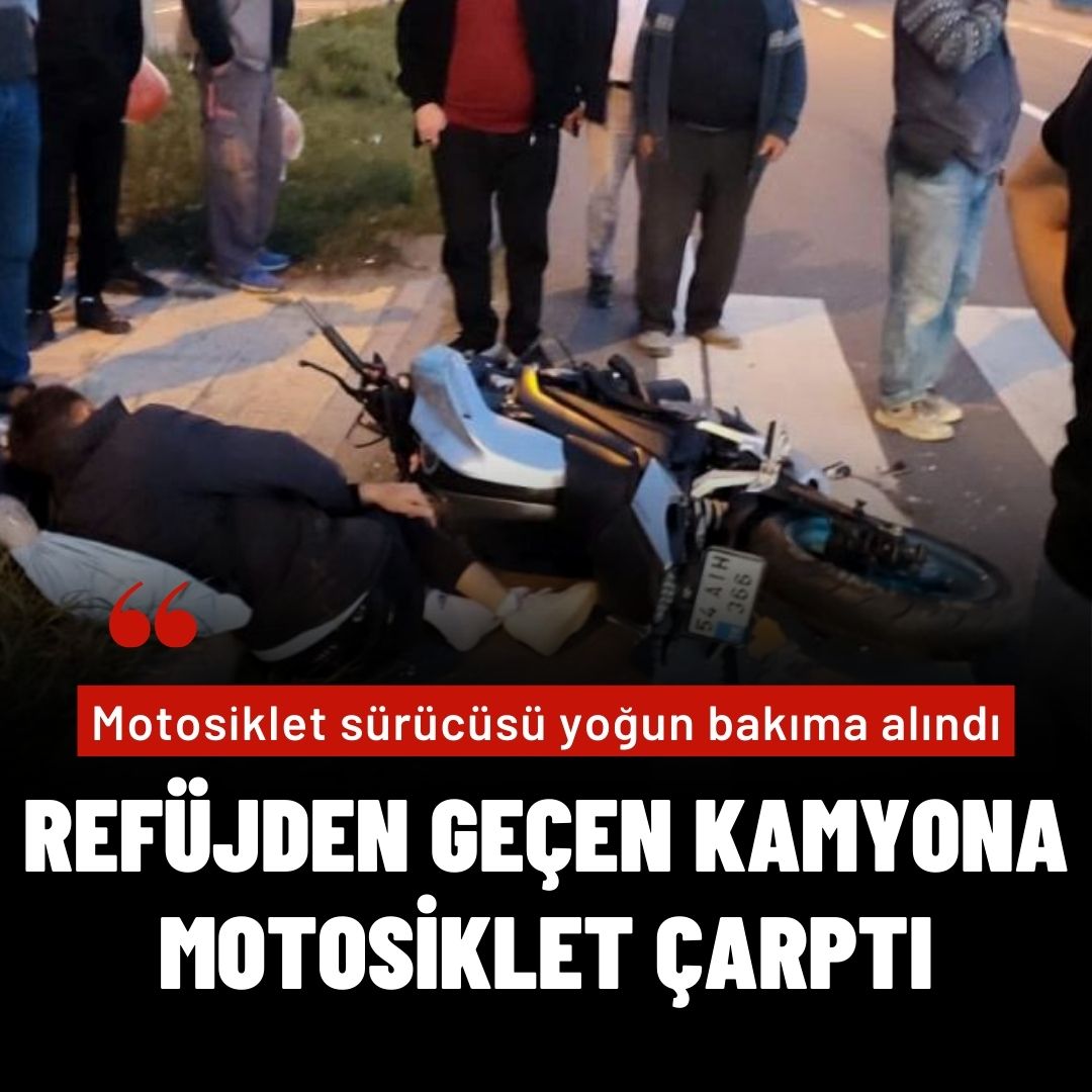 Refüjden geçen kamyonla motosiklet çarpıştı: 1 ağır yaralı