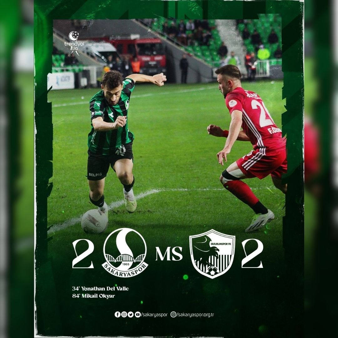 Maç sonucu | Sakaryaspor 2-2 Erzurumspor FK