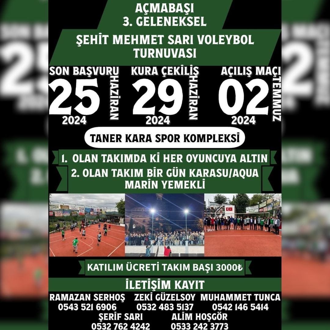 Sakarya’nın  En Eski Voleybol Turnuvası 02.07.2024 Tarihinde Kocaali  Açmabaşı Mahallesinde Başlıyor