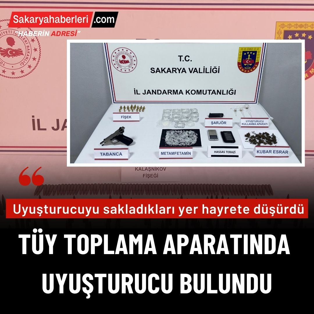 Uyuşturucuyu tüy toplama aparatının içerisine gizlemişler