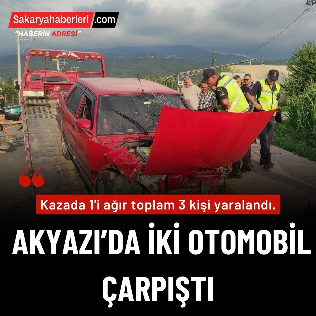 Sakarya'da iki otomobil çarpıştı: 1'i ağır 3 yaralı