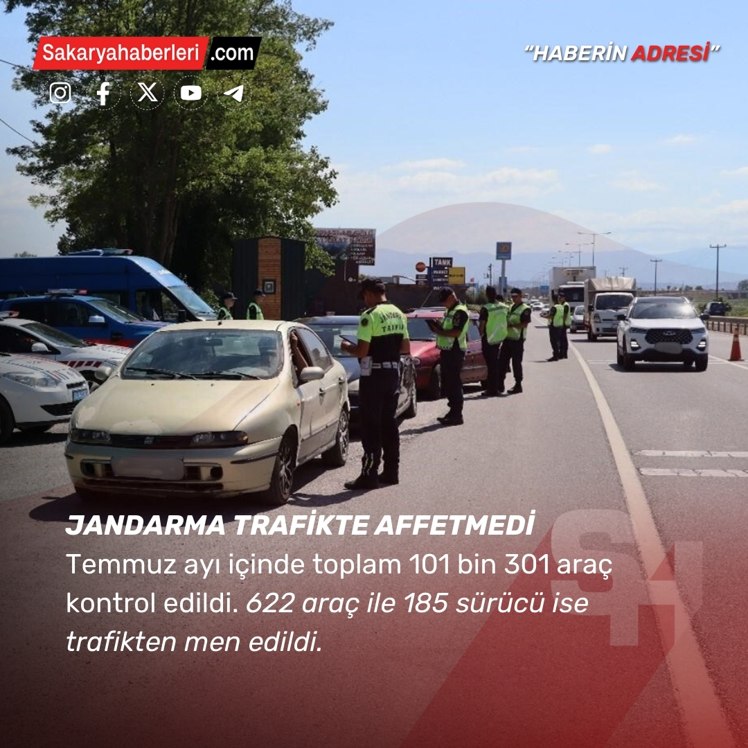 Jandarma trafikte affetmedi: 622 araç ile 185 sürücü trafikten men edildi