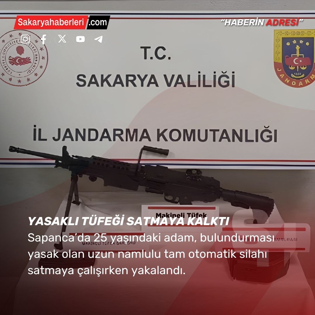 Uzun namlulu makineli tüfeği satmaya çalışırken yakalandı