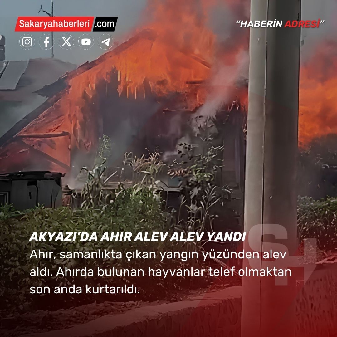 Ahır alev alev yandı, hayvanlar son onda telef olmaktan kurtarıldı