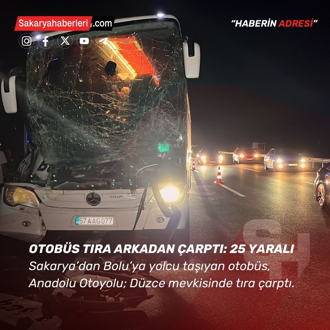 Otobüs tıra arkadan çarptı: 25 yaralı