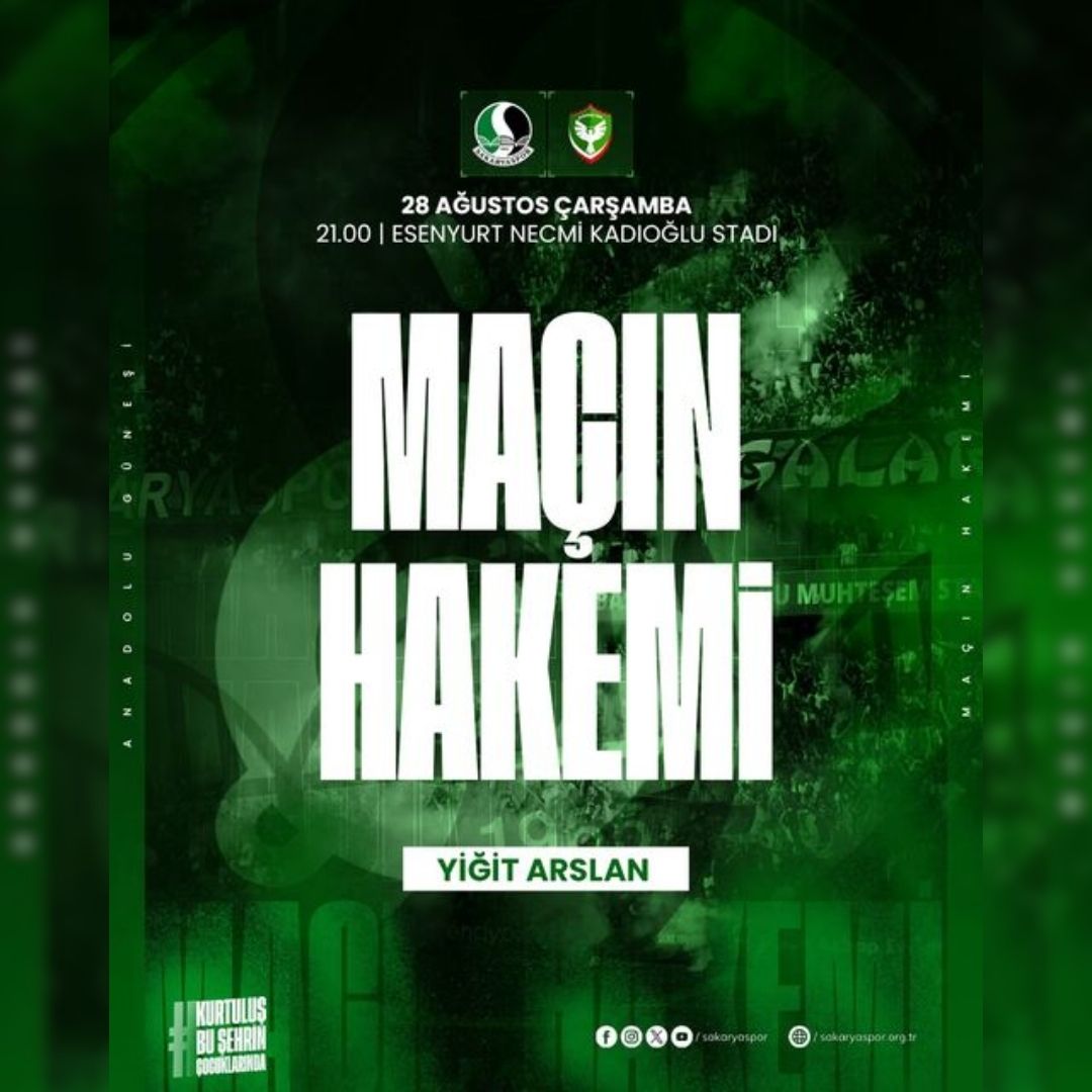 Sakaryaspor-Amedspor Maç Hakemi Belli Oldu