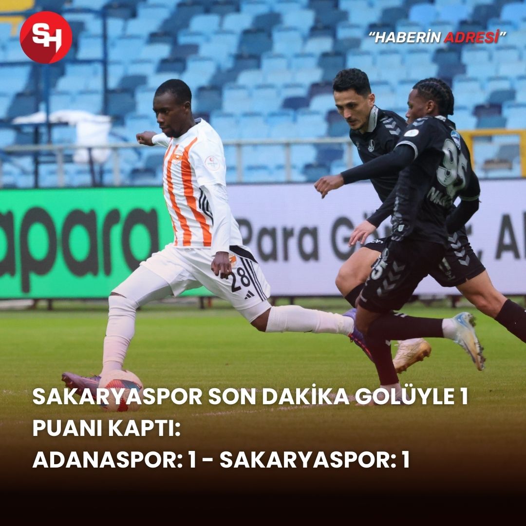 Sakaryaspor son dakika golüyle 1 puanı kaptı: Adanaspor: 1 - Sakaryaspor: 1