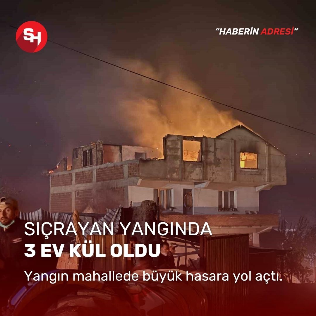 Orman yangının sıçradığı mahallede 3 ev kül oldu