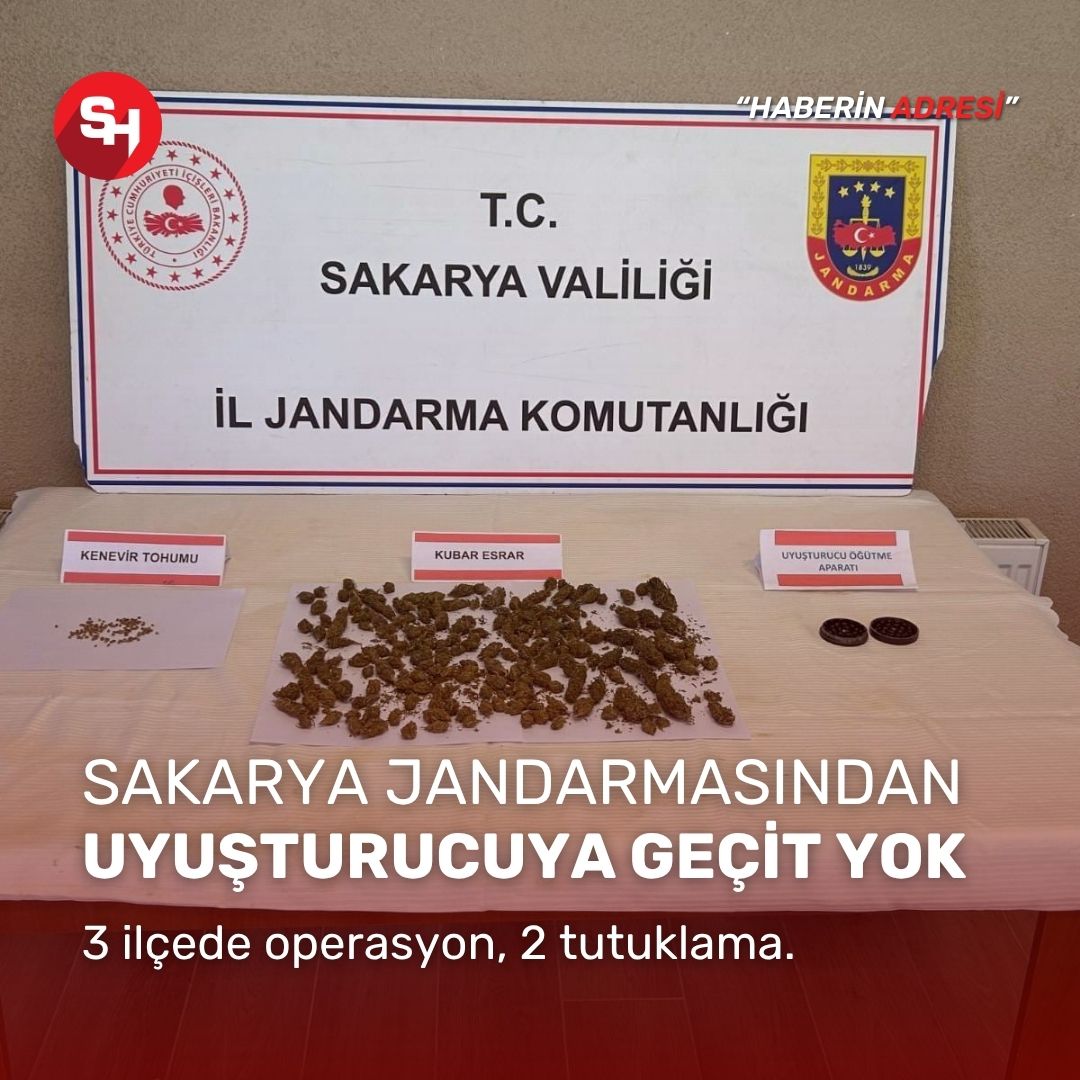 Sakarya Jandarmasından Uyuşturucuya Geçit Yok: 3 Farklı İlçede Operasyon, 2 Tutuklama