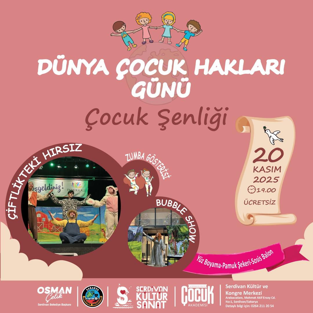 Serdivan'da Dünya Çocuk Hakları Günü Renkli Bir Şenlikle Kutlanacak