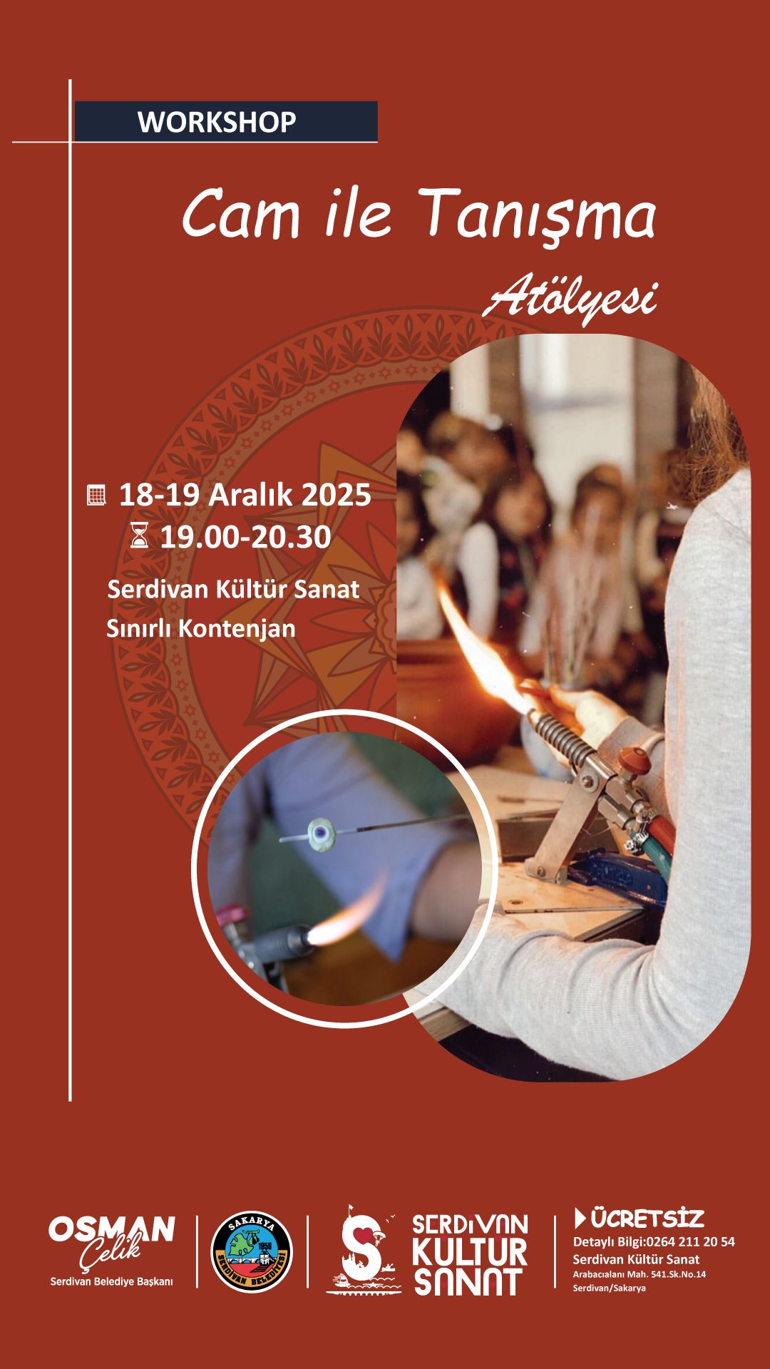 Serdivan Kültür Sanat’ta Cam ile Tanışma Atölyesi Başlıyor