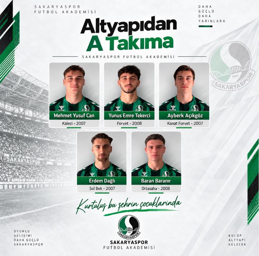 Sakaryaspor Altyapısından 5 Genç Futbolcu A Takım’a Yükseldi